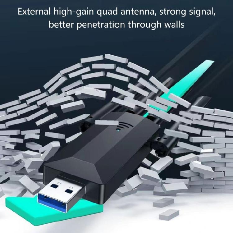 1300Mbps USB WiFi Card 2.4/5Ghz Double Band 4 External Antennas For Wide Compatibility