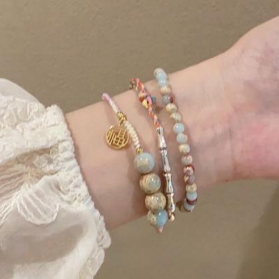 New Chinese Bracelet Bamboo Knitting Women's New Retro Couple Hand Rope Light Luxury National Style Bracelet Jewelry