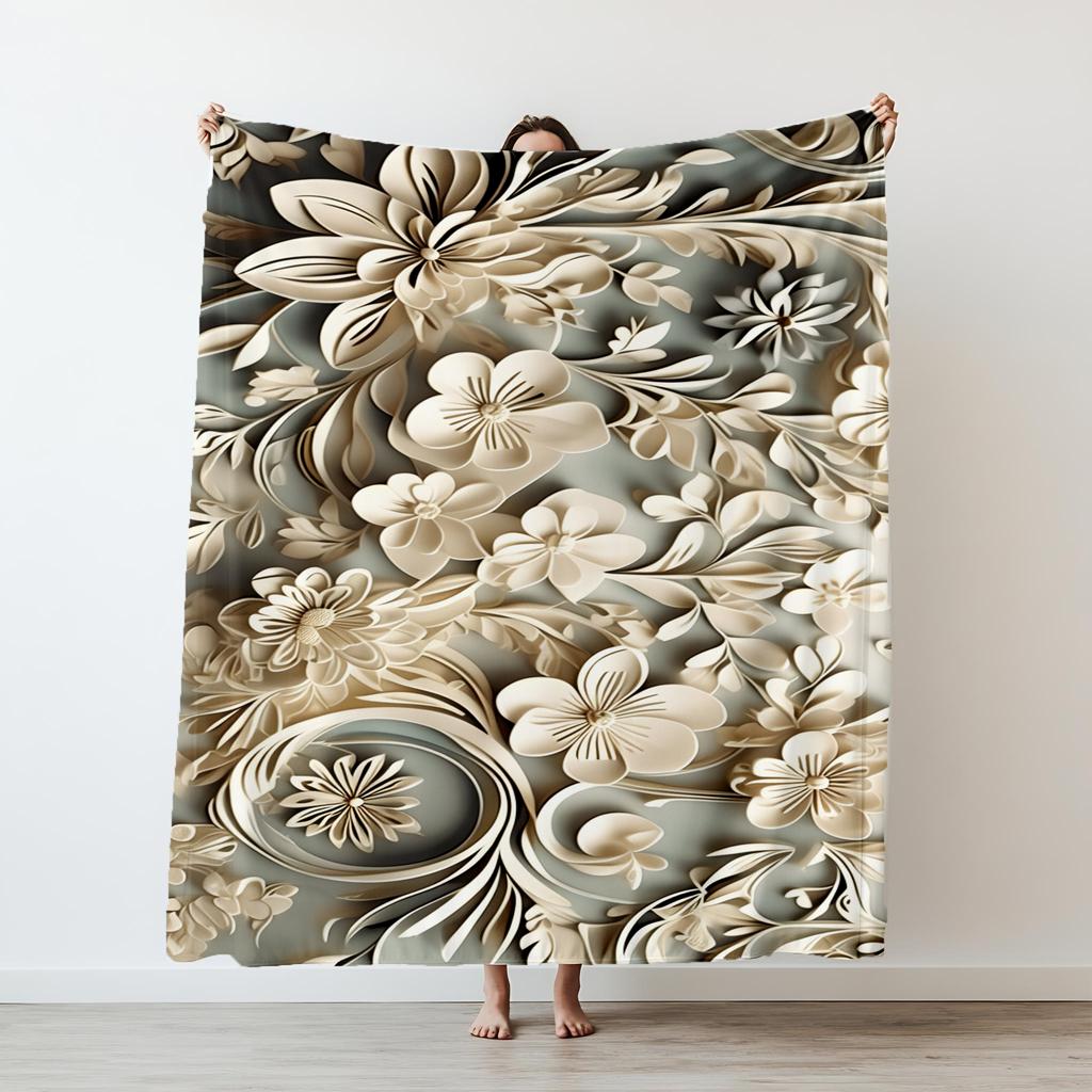 1PC flowers pattern printed blanket suitable for sofas beds offices travel camping chairs warm plush blanket