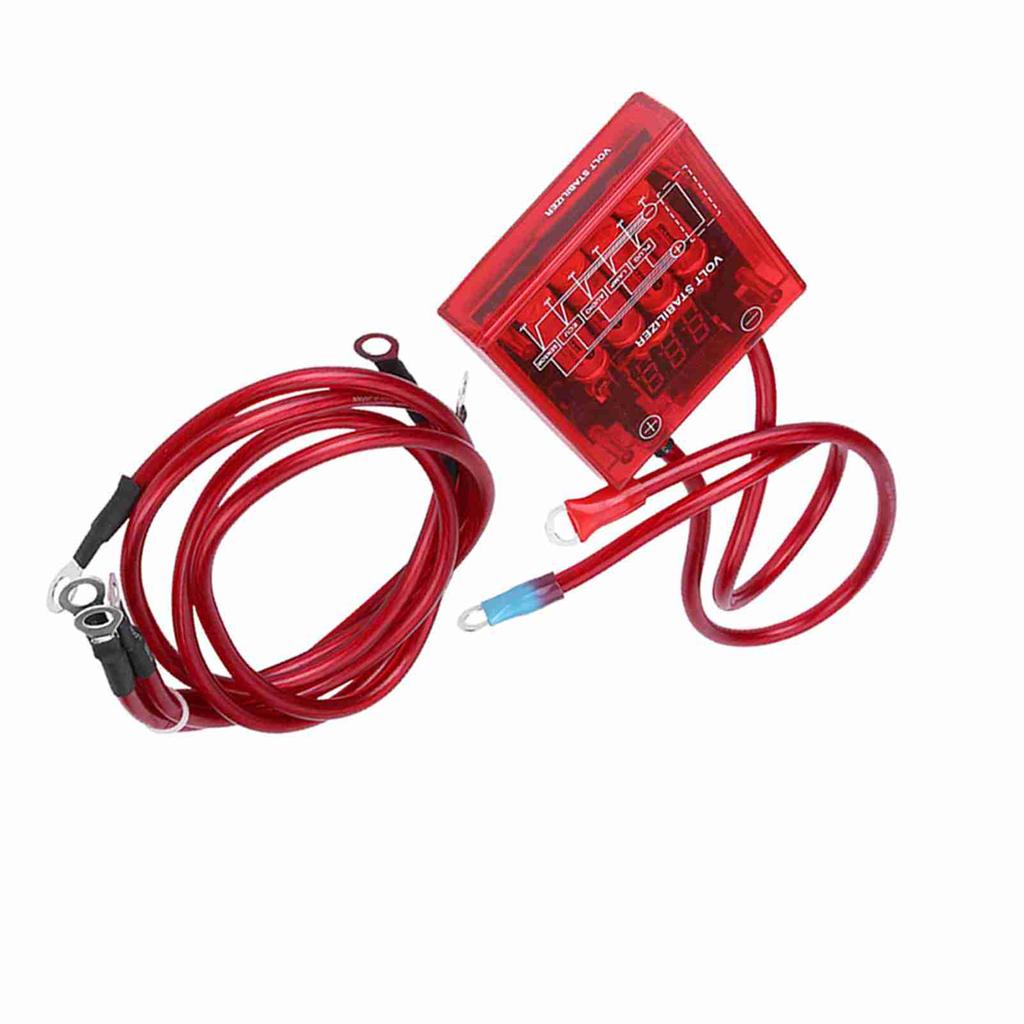 Universeller Kraftstoffsparer Spannungsstabilisator Regler Kit mit 3 Massekabeln Rot