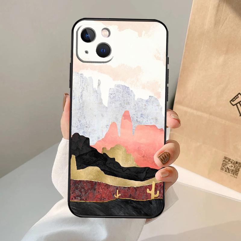 Gold Landscape painting Phone Case For iPhone 17 Air 16 15 14 11 12 13 Pro Max 12 13 mini 15 16 Plus 16e Cover Coque