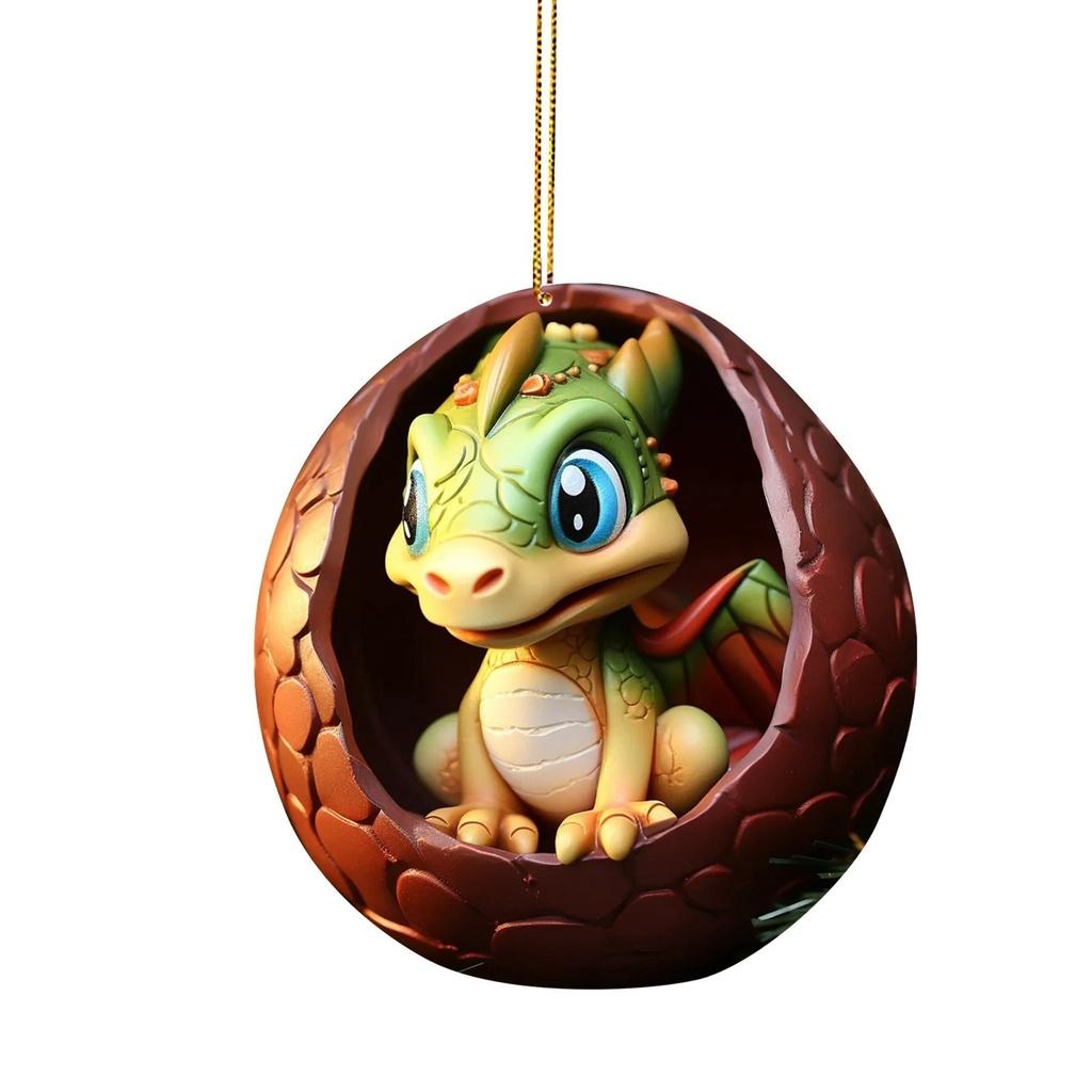 Cartoon Dragon Egg Car Hanging Decoration Christmas Tree Ornament Gift Acrylic/glass Material Cartoon Style Multiple Color Options Interior Car Decor