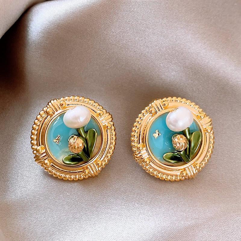 Fashion Korean Women Retro Purple Drip Glaze Earrings Women for Delicate Earrings Luxury Couple Engagement Jewelry Gift