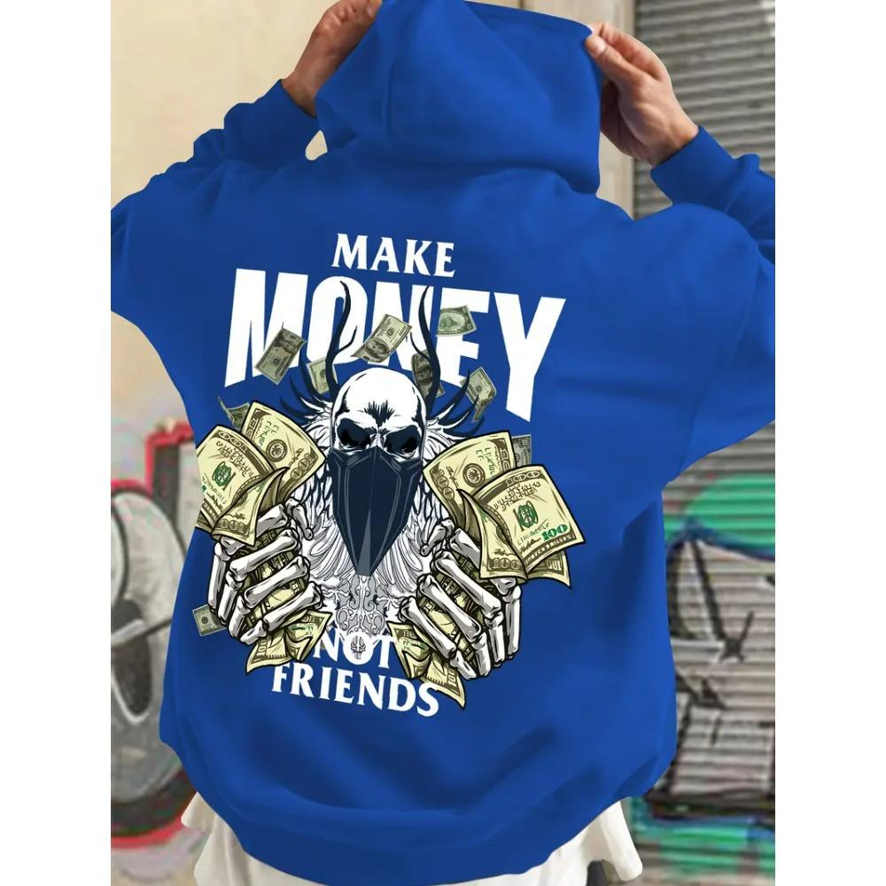 Fashion Men and Women's Autumn Hooded Sweatshirt Make MONEY NOT FRIENDS Printed Hoodies Outdoor Street Sweatshirts Top