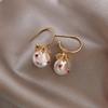Creative Pink Zircon Imitation Pearl Cherry Drop Earrings For Women Men Bohemian Hollow Leaves Fruit Earrings Wedding Jewelry