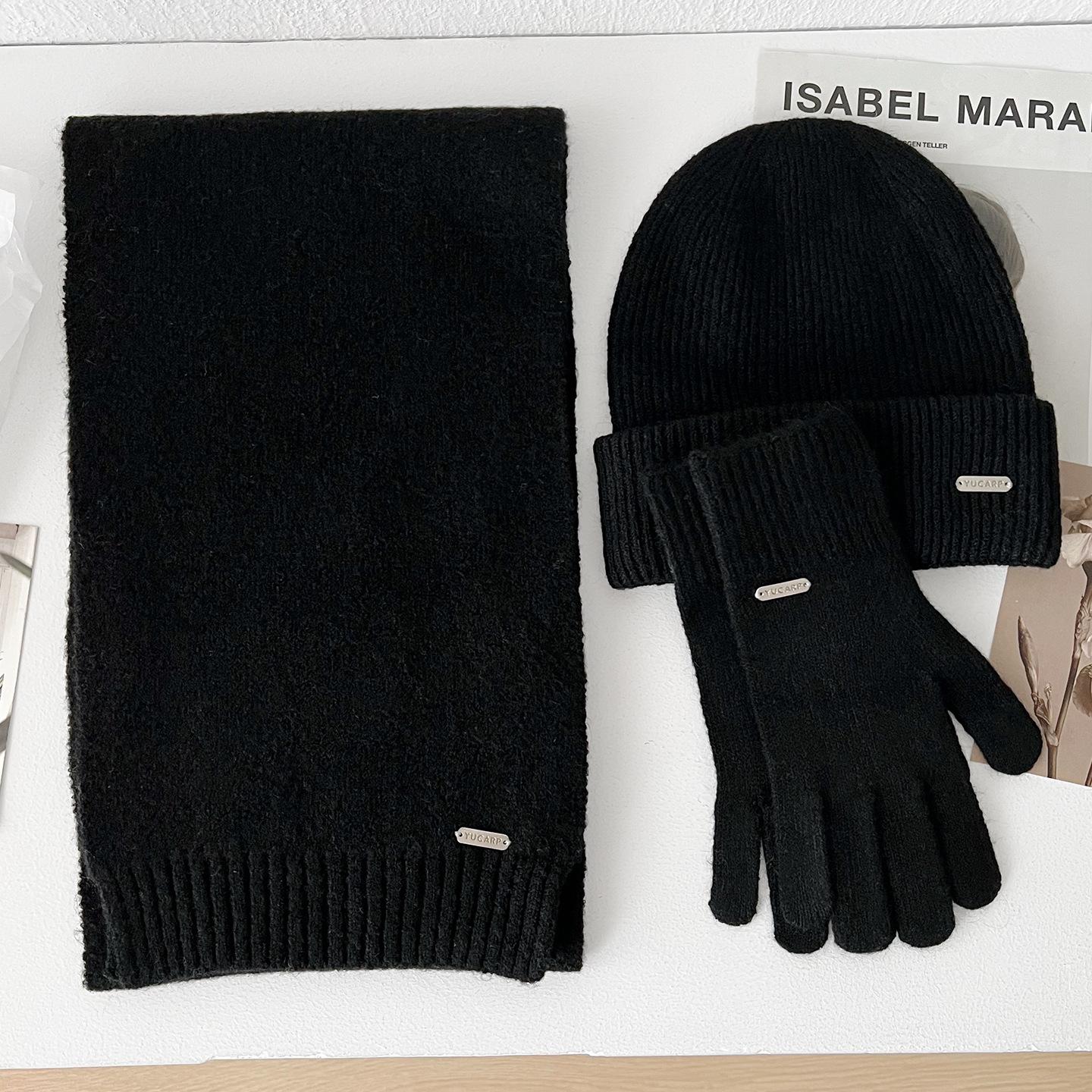 

3Pcs/Set Knitted Ring Scarf Women Wool Hat Winter Warm Scarves Solid Cap Design Soft Cashmere Pashmina Collar Neckerscarf