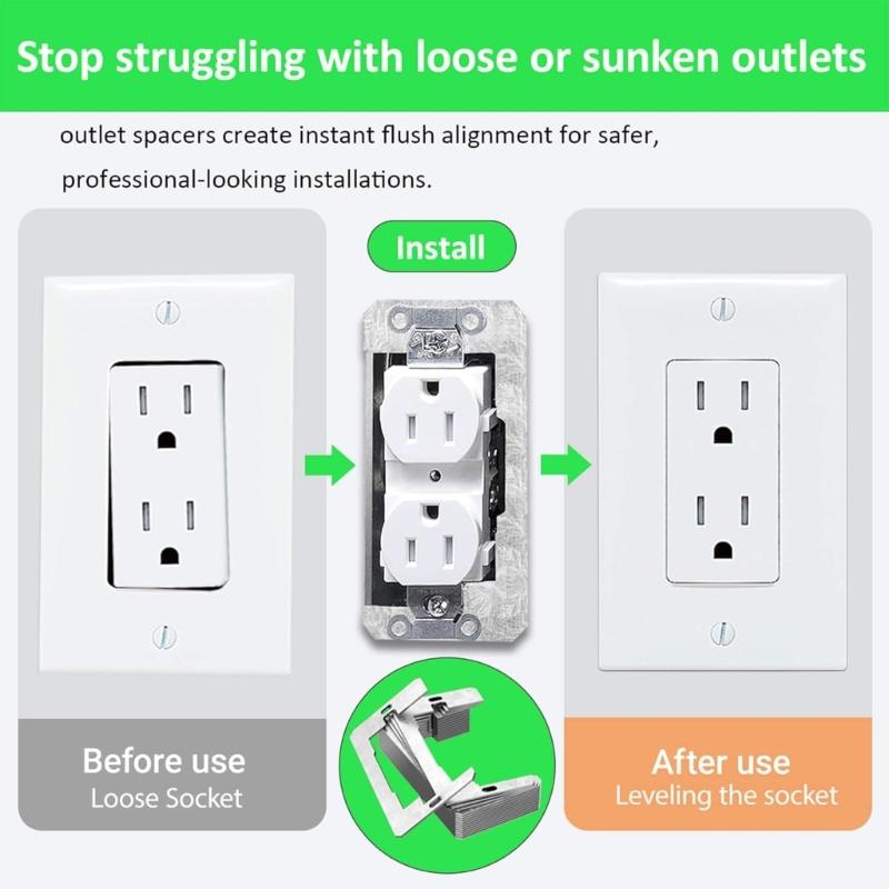 Pack of 20 Metal Electrical Box Spacers for Loose Outlets and Switches Leveling Plates for Receptacles and Wall Plates