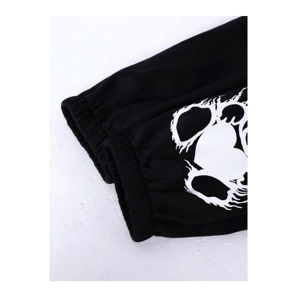 Women's Black Teddy Bear Printed Jogger Sweatpants