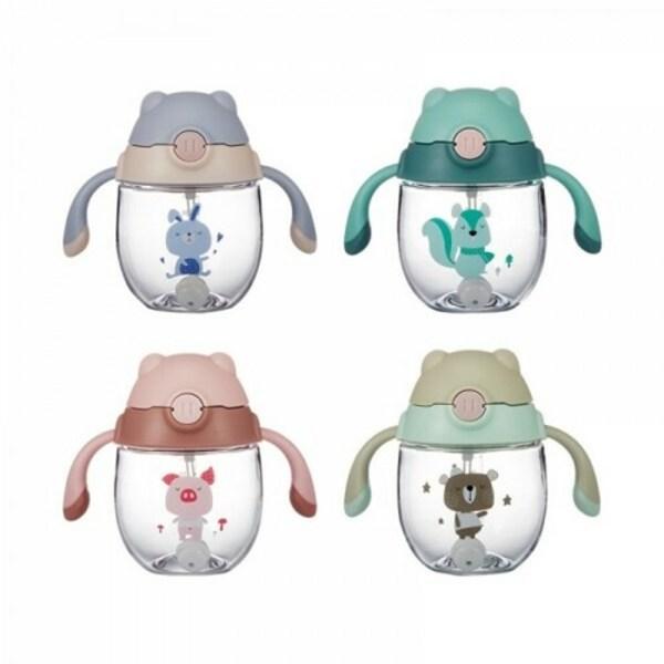 Lock&Lock Strap Infant Petite Friends Straw Cup 300ml, Blue (ABF790BLU), 1 Pc.