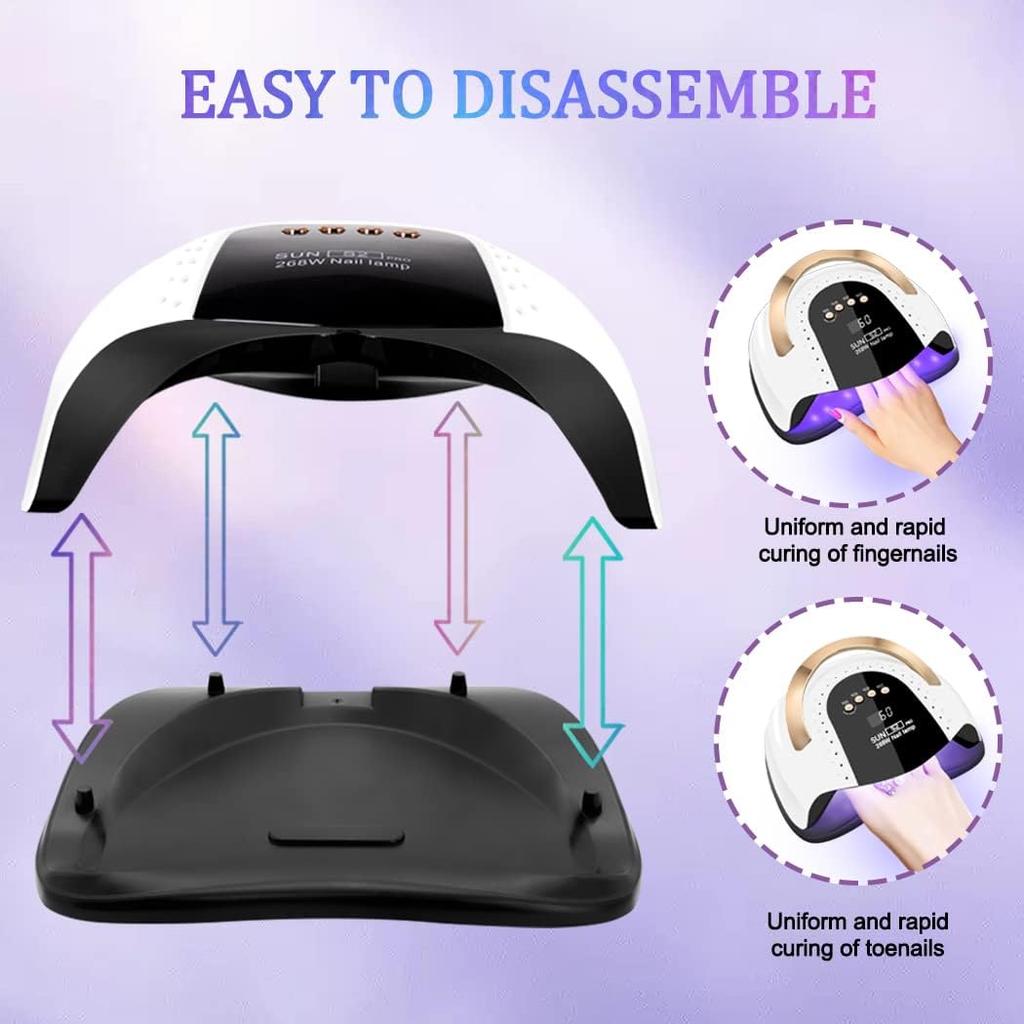 268W UV LED Nail Dryer Lamp for Professional Nails Curing Gel Polish UV Lamp Drying Light with 57Pcs Beads Automatic Sensor