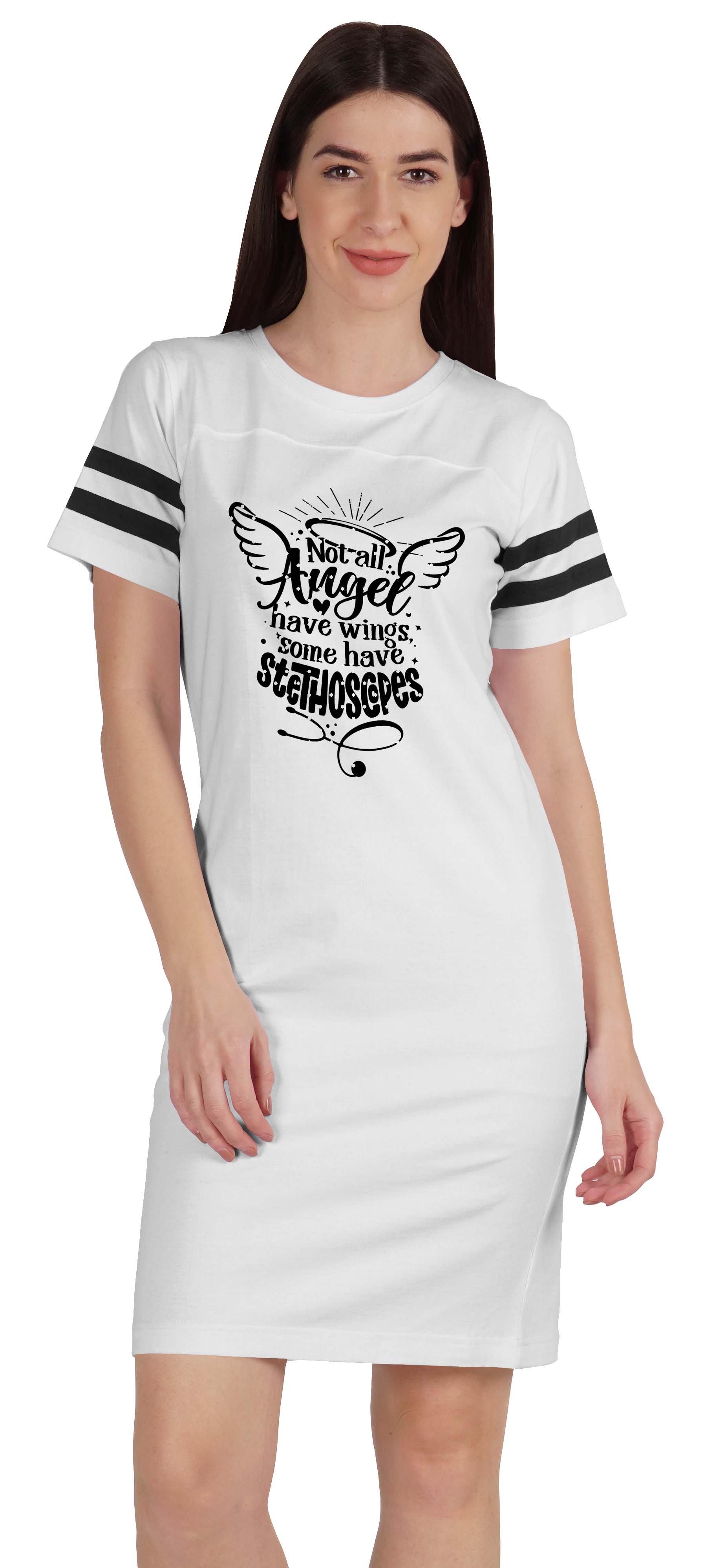 

Inkmeso Not All Angel Have Wings Some Have Stethoscopes Tunic Round Neck XXL білий