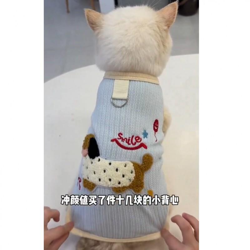 Cat Vest Winter Cute Embroidered Harness-Ready Sweater Ragdoll Golden Shaded Cats