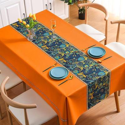 Toalha de mesa de PVC impermeável e resistente a óleo Ins Chá Toalha de mesa floral minimalista retangular