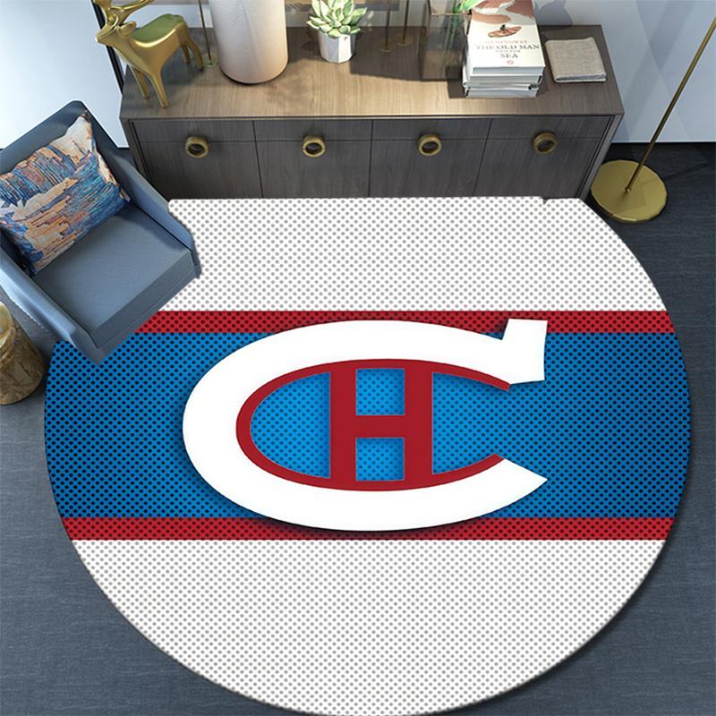 Tappeto Rotondo Montreal Canadiens, Tappeto per Soggiorno Camera da Letto Divano Sala Giochi Decorazione, Tappetino Antiscivolo
