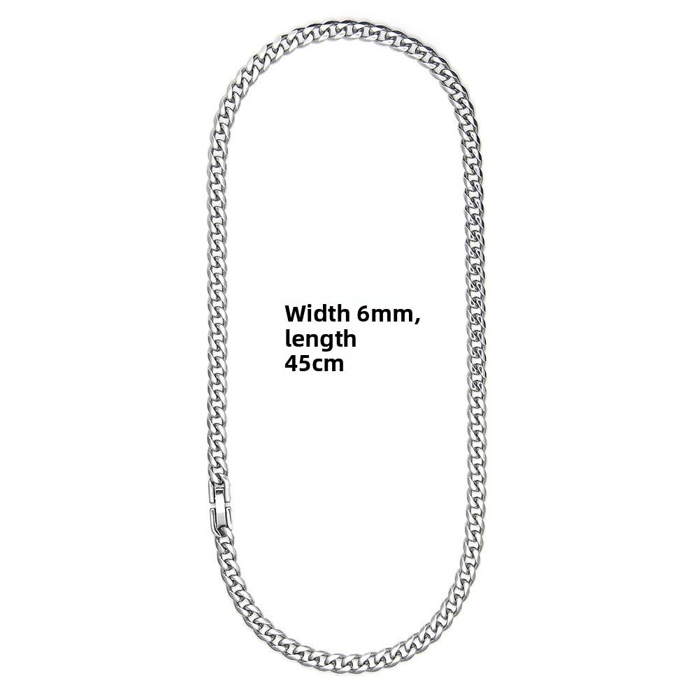 Tide Hip Hop Cuban Chain Does Not Fade Titanium Steel Necklace Boys and Girls Coarse Collarbone Chain Couple Versatile Light Luxury Cuban Chain