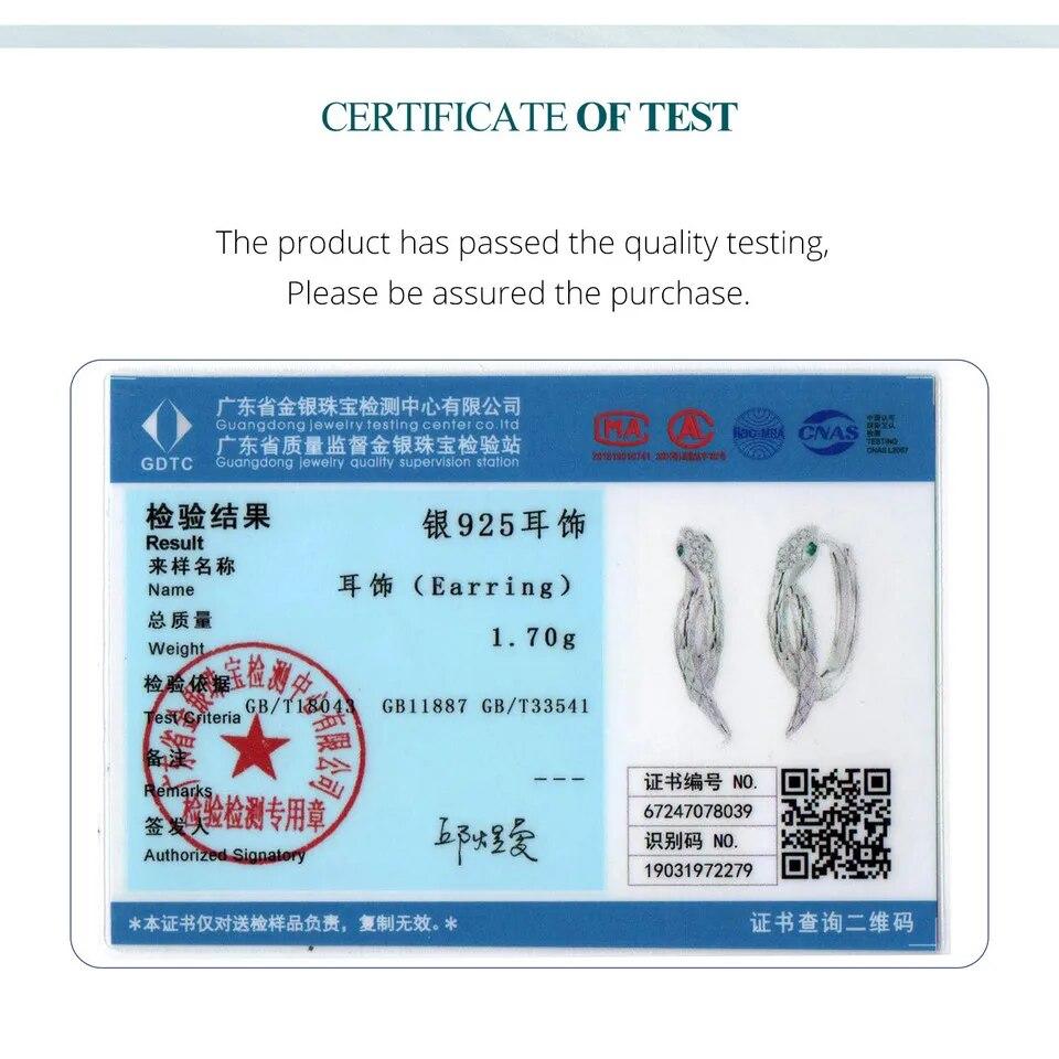 Bamoer 925 Sterling Silver Snake Hoop Earrings for Women Green Zircon Eyes Lightweight Ear Buckles Statement Fine Jewelry