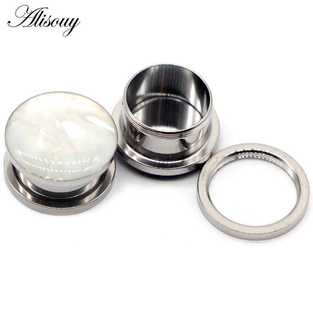 Alisouy 2pc Ear Gauges Ear Tunnels Plugs Piercing Sea Shell Aço Inoxidável Parafuso Expansor Maca Corpo Jóias Brincos Presente