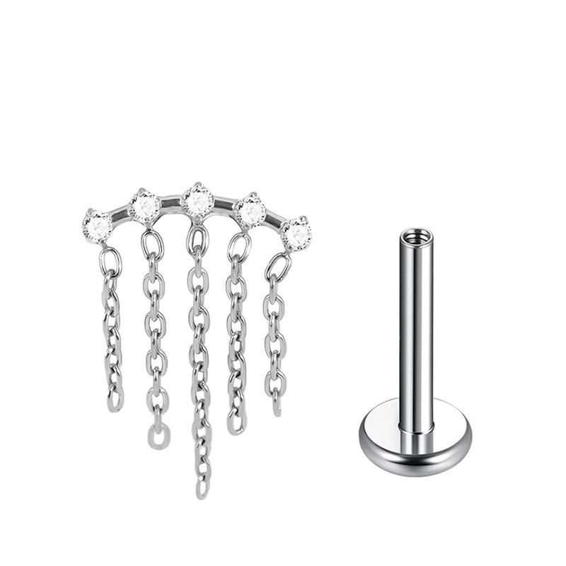 1PC G23 Titanium Labret Stud Internal Thread Ear Studs Flatback Butterfly Horse's Eye Zircon Tragus Cartilage Piercing Jewelry