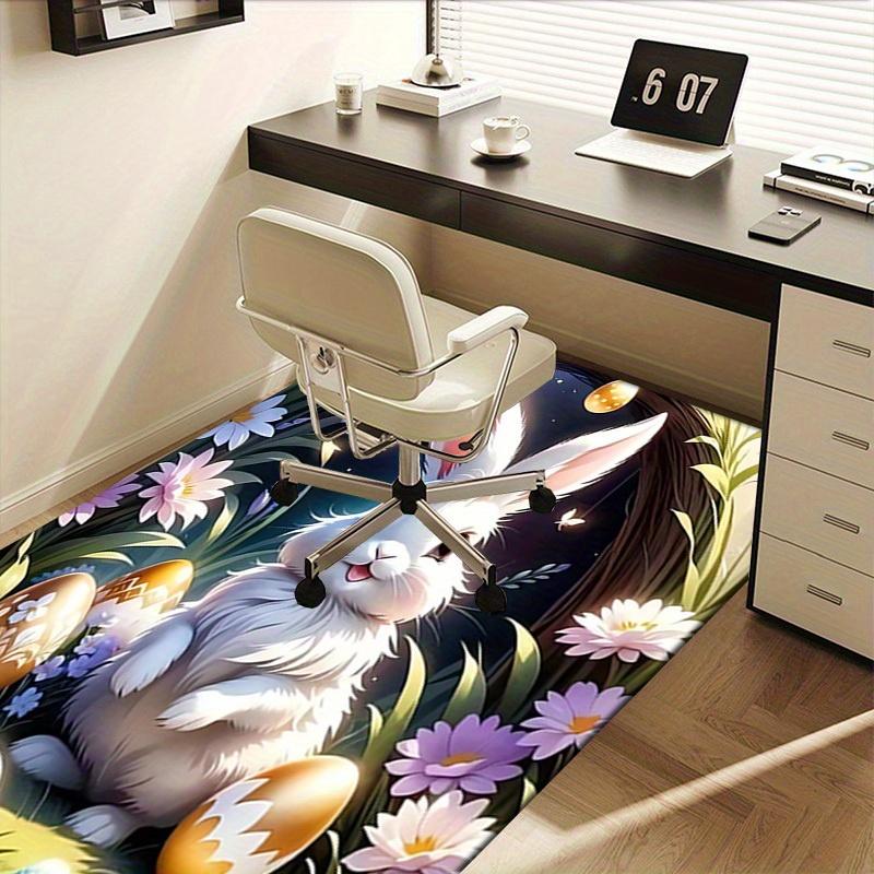 Office Carpet Easter Bunny & Eggs Design Sofa Rug, Chair Mat Protection
