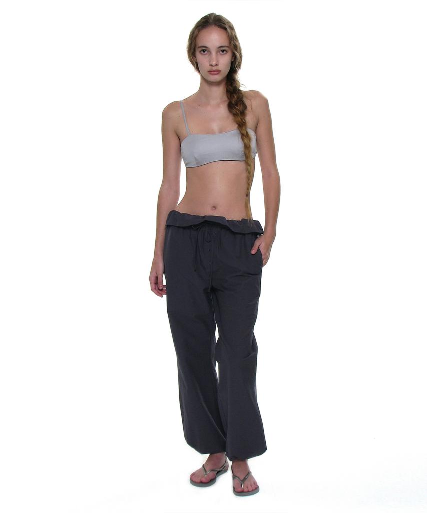PARTIMENTO WOMEN Two-Way Frill Turnover Waist Pants_Navy