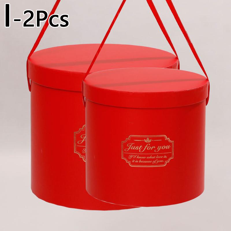 1PC Handheld Paper Boxes Flower Packaging Box Candy Box Round Flower Box Bouquets Tote Bag Gift Boxes Bouquet Flower Boxes