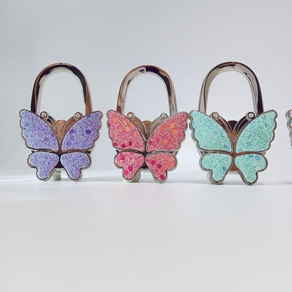 Fashion Butterfly Handbag Hook for Women Portable Foldable Table Hanger Durable Creative Purse Hook for Table