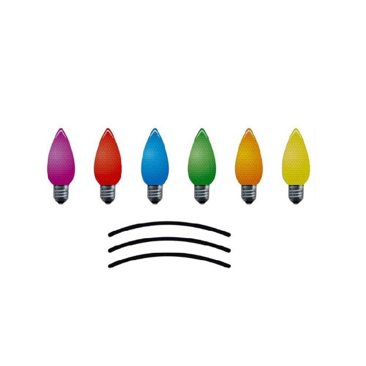 Decorative Reflective Christmas Light Bulb Line Sticker Magnetic Car Sticker Set