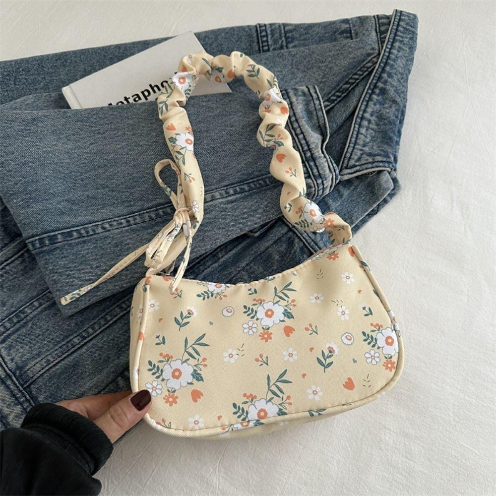 Large Capacity Sweet Canvas Bag Bow Lovely Tote Bag Korean Style Printing Shoulder Bag Outdoor