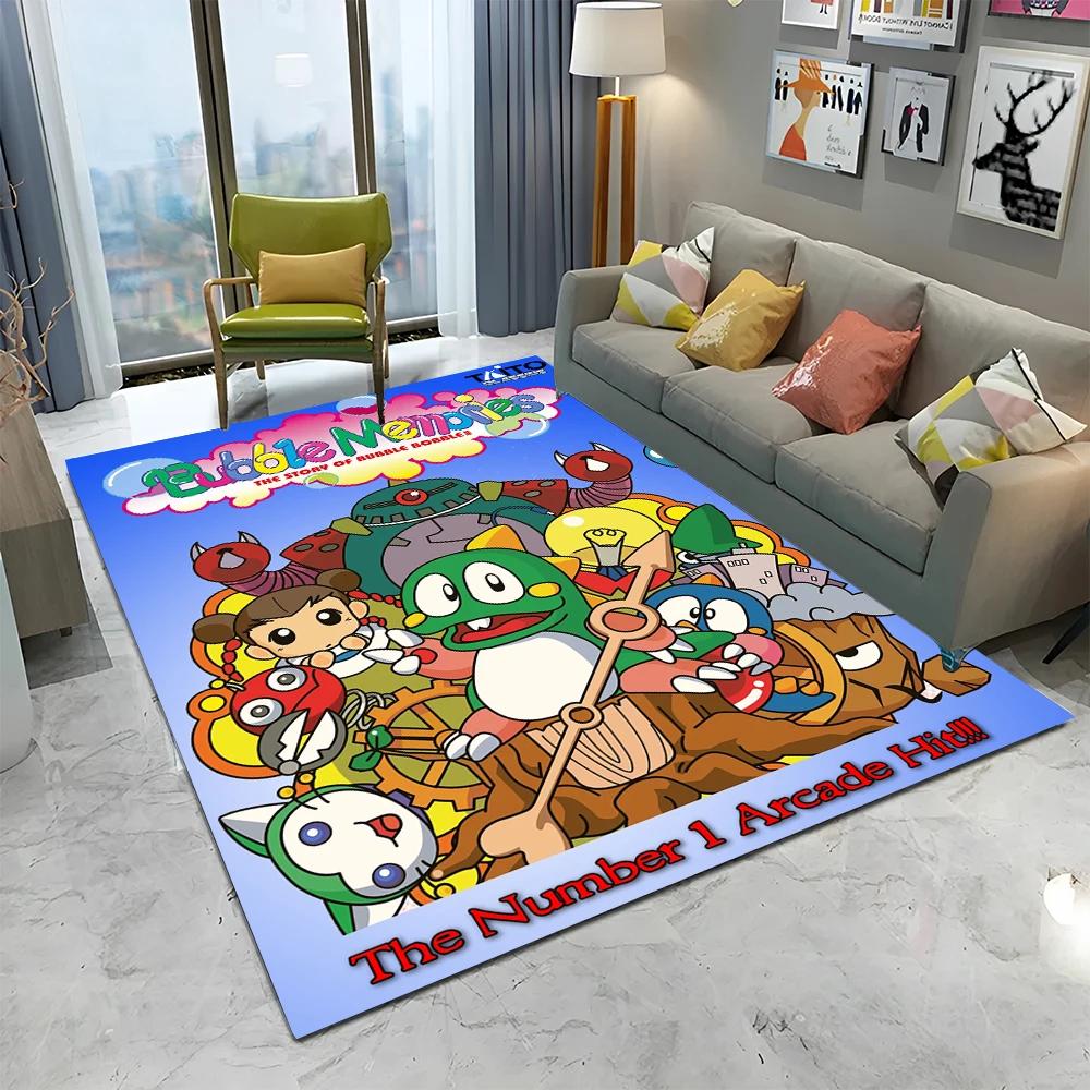 Tappeto Tappetino Decorativo per Casa Soggiorno Camera da Letto Divano Zerbino, Tappeto per Area Giochi Bambini Tappetino Antiscivolo, Gioco Cartoon Bubble Bobble Tappeto per Gamer