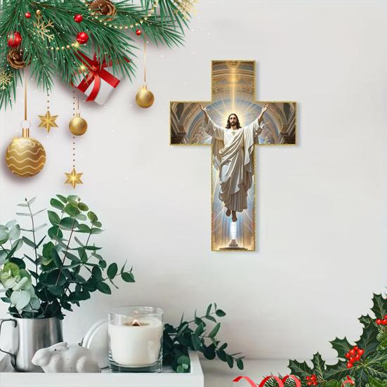Jesus Kristus Veggdekorasjon 2D Flat Akryl Frelser Veggkunst Hjemmekontor Stue Soverom Veggoppheng Kristent Religiøst Ornament