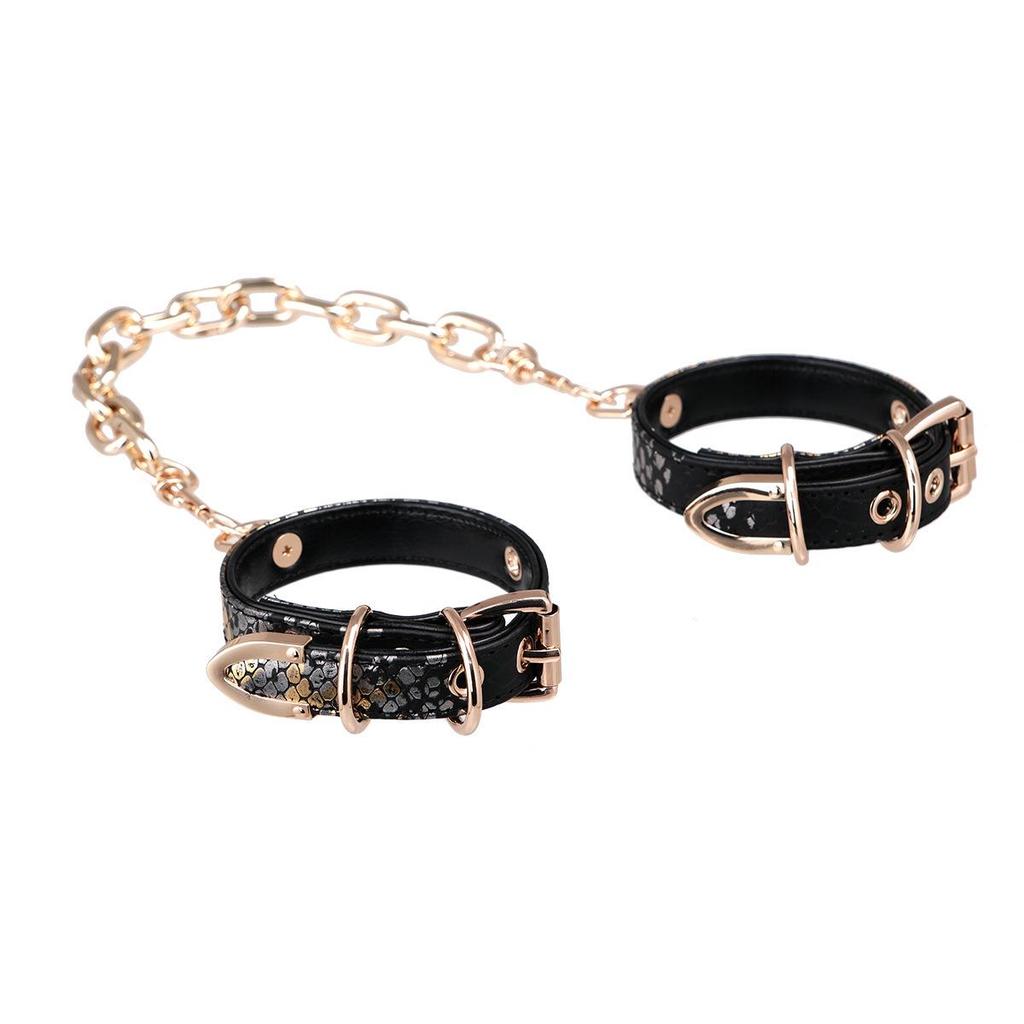 Cross-Border Punk Snake Skin Restraint Set: Handcuffs, Foot Cuffs & Choke Chain Bracelet