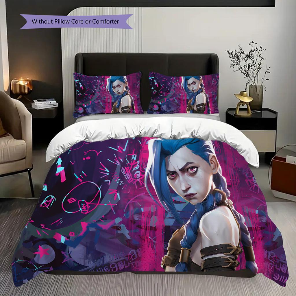 Fantasy Warriors Emblem Bedding (1 * duvet cover + 2 * pillowcase, without core) 2D Flat Duvet cover and pillowcase Soft and comfortable Bedding set