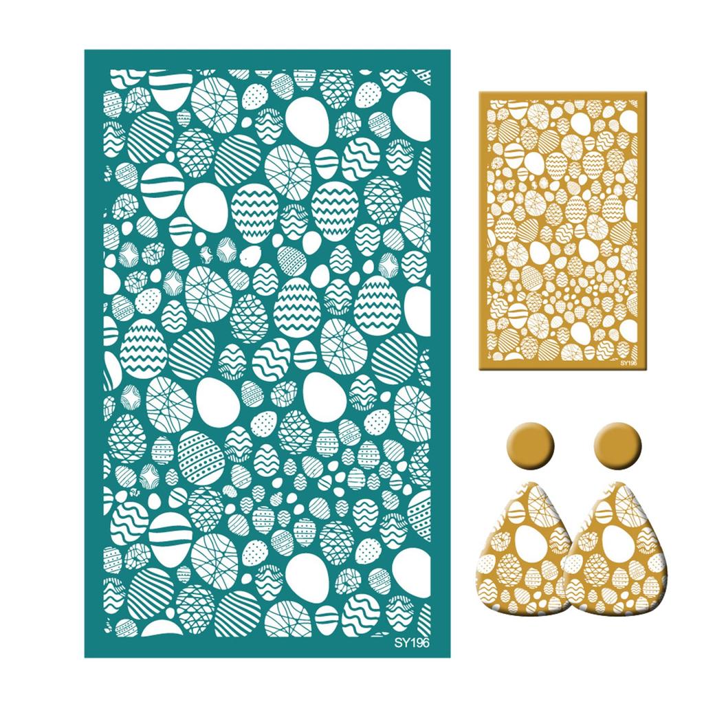 Bunnies Eggshell Silk Screen Stencils 6.3x4Inch for Clay Earrings Jewelry Making Washable Silk Screen Printing Stencils