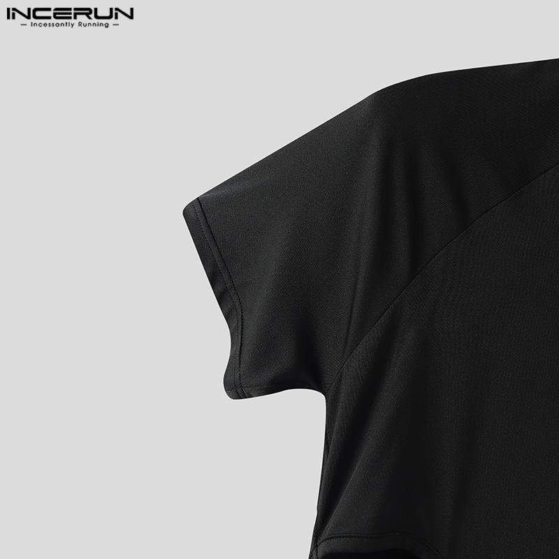 INCERUN Pánské Kombinézy s Krátkým Rukávem, Duté, Bandážované, Přiléhavé, Romper, Body