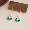 Chinese-Style Guochao Retro Earrings, Dripping Oil Enamel Niche Ear Hooks Are Only Green And Thousands Of Miles Of Jiangshan Earrings, High-End Sense
