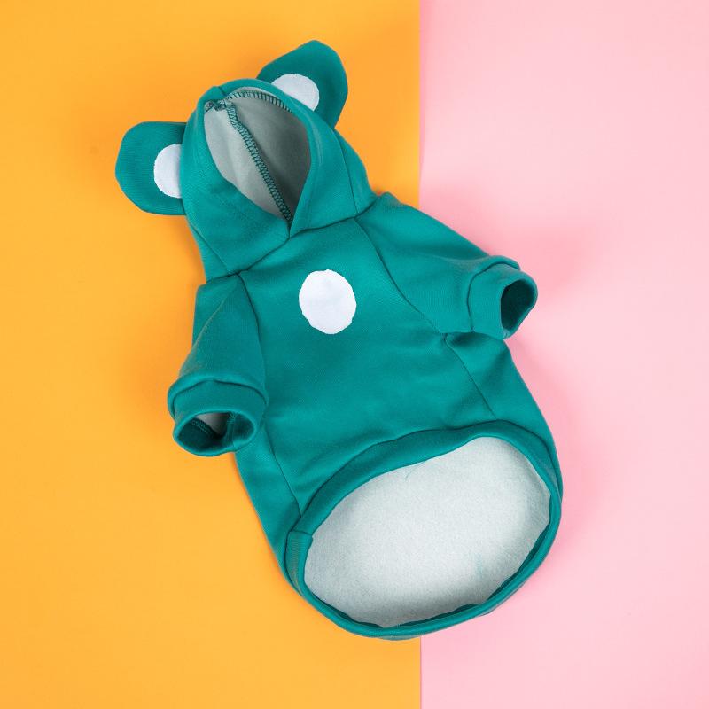 Autumn and Winter New Pet Cute Transformation Outfit Small Dog Bear Ears Dog Clothes Velvet Warm and Comfortable Teddy Bear