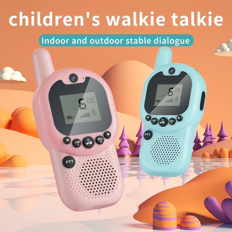 New 2 Pack Kids Walkie Talkies Toys Rechargeable Battery Walkie Talky 22 Channels 2 Way Radio 3KM Long Range for Children Gifts
