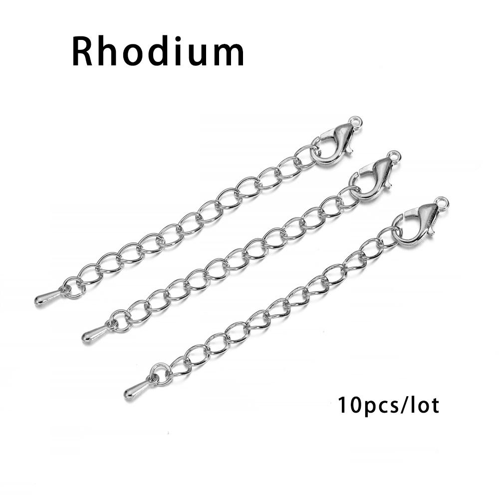 10pcs/lot 50 70mm Tone Extended Extension Tail Chain Lobster Clasps Connector For DIY Jewelry Making Findings Bracelet Necklace