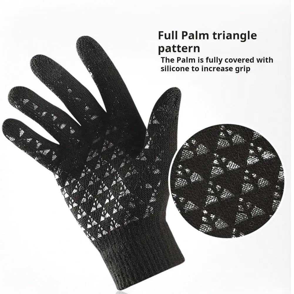 Winter Cycling Gloves Unisex Cashmere Lined Knitted Warm Full Finger Gloves Touch Screen Thicken Insulation Outdoor Sports Glove