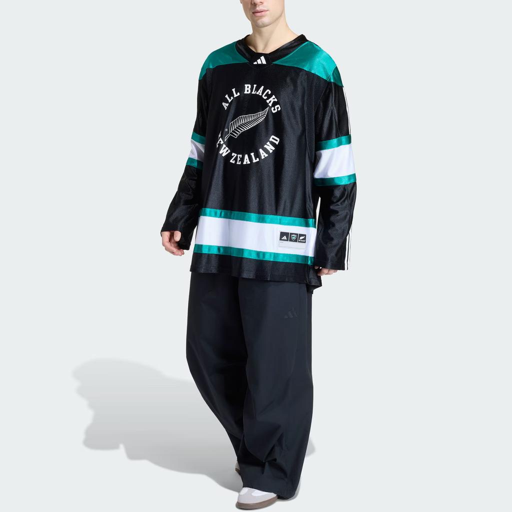 Adidas All Blacks Ice Hockey American Sports Knitted Long Sleeve Rugby Shirt Men tops JL8045