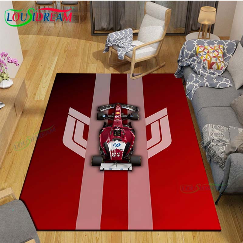 2026 Hot Fashion Racing Car Print Flannel Carpet Outdoor Rug Area Rug Non-slip Carpet Bedroom Decor Carpet for Kids Luxury Gift