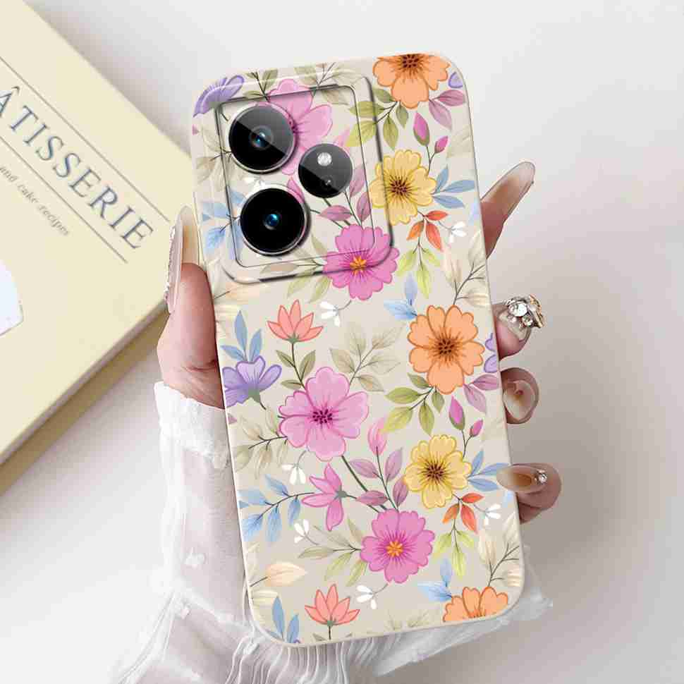 For Realme GT 7 5G 6.78" Case RMX5061 Cartoon Panda New Flower Collection Soft Silicon Cover For Oppo Realme GT7 5G Phone Shell