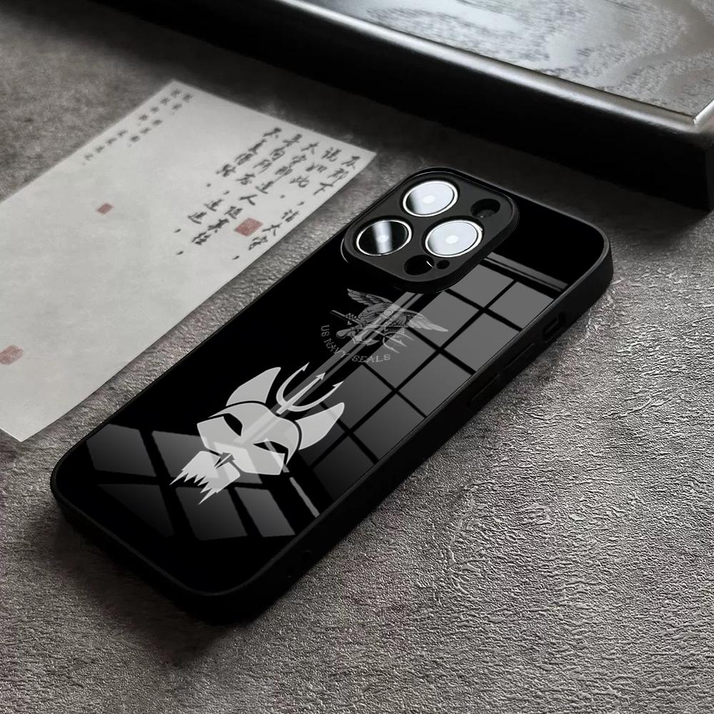 

PRF Police S-SEAL Team Phone Case For IPhone 15 Pro Max 14 Pro 12 11 13 Mini X XR XS 16 Plus SE Tempered Glass Back Cover iPhone11Pro