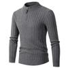 Men's Plus Size Cable Knit Half-High Collar Zipper Sweater - Autumn/Winter Casual Pullover