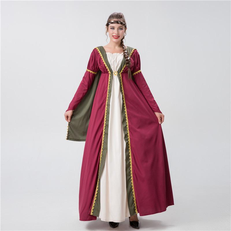 

Halloween European Medieval Renaissance Court Queen Pastoral Stage Performance Costume M