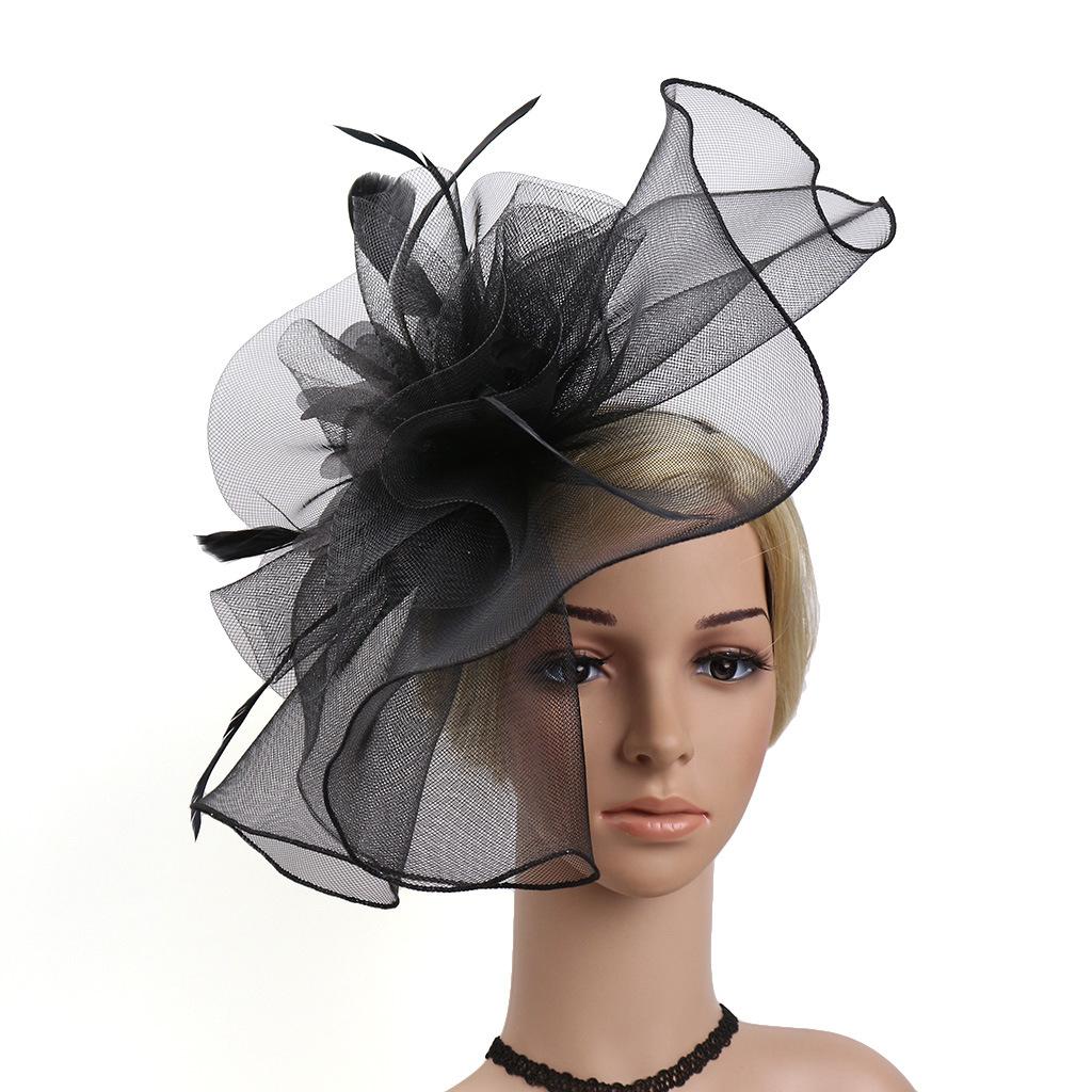 Fashion European and American Party Banquet Top Hat Mesh Cover Ball Headgear Boutique Hair Accessories Veil Wholesale