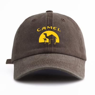 1pc Camel Print Washed Baseball Cap for AdultsMinimalist Retro Style Casual Soft Adjustable Dad Hat Perfect As Gift