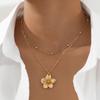 Wrinkled Flower Collarbone Chain Golden Jewelry Accessories New Flower Pendant Necklace  Women