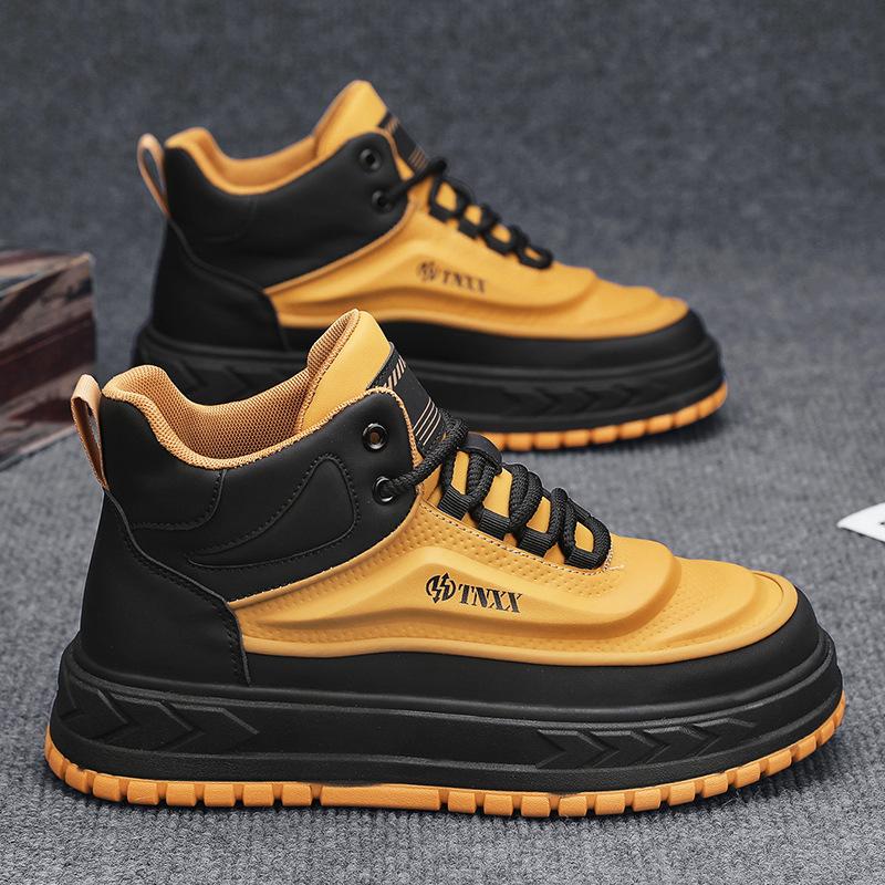 

Мужские кроссовки с высоким верхом Осень Британский стиль Ретро Рабочие кеды Мужские средней высоты Спортивные На толстой подошве Увеличивающие рост Ботинки Мартин цвета ревеня 44