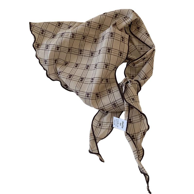 Headscarf Summer Women's Pastoral Spring and Summer Fashion Small Scarf Silk Scarf Tied Headband Triangle Scarf Scarf Women's Silk Scarf
